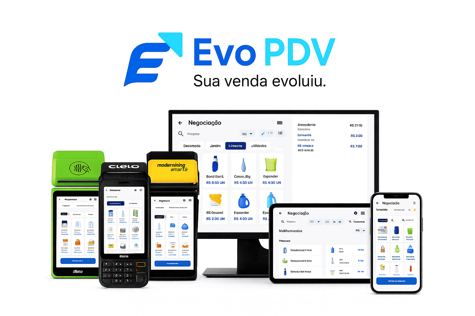 Sistema Evo PDV rodando na maquininha